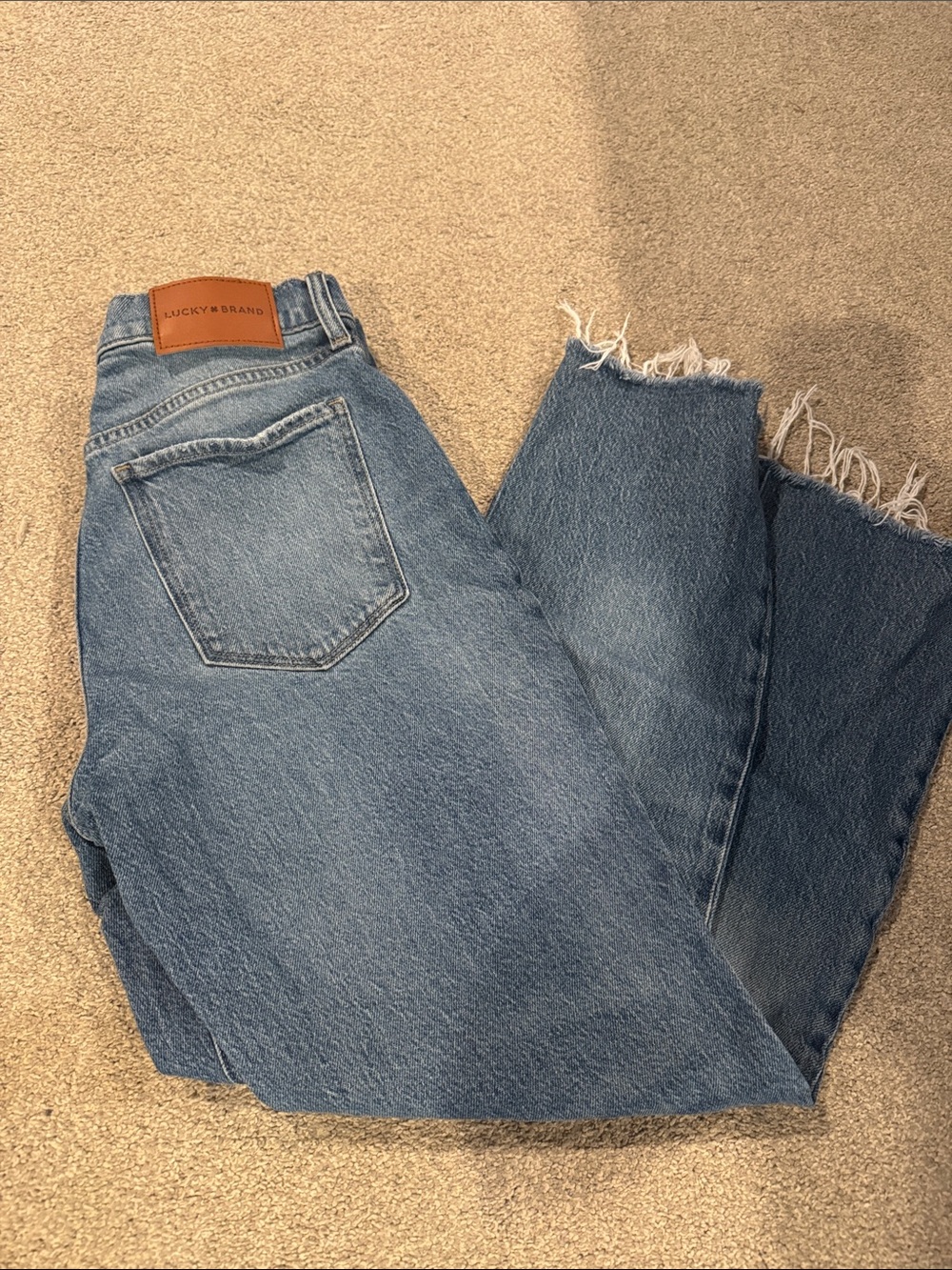 Lucky Brand Women's Light Blue Wide Leg Frayed Hem Jeans